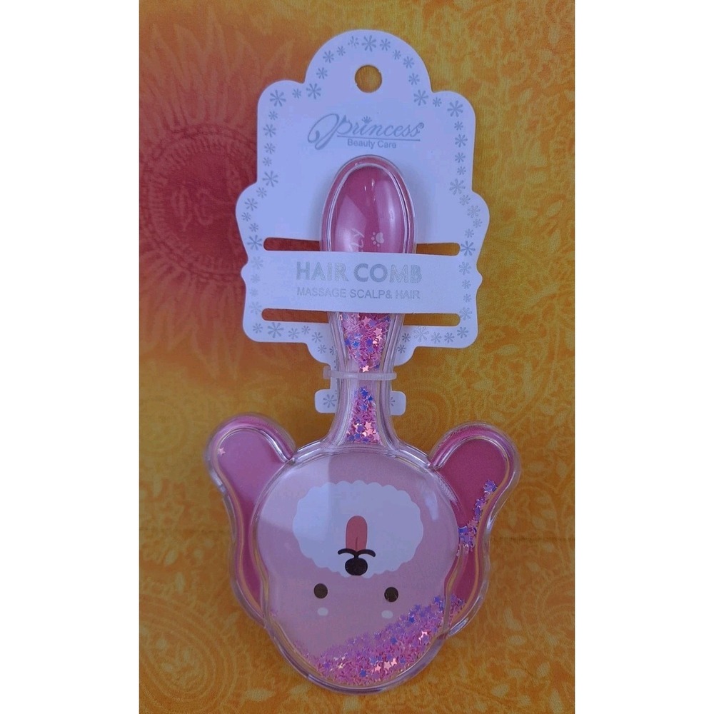 Glitter Dog Shaped Hair Brush Pink Dog With Pink‎ Glitter Massage Scalp